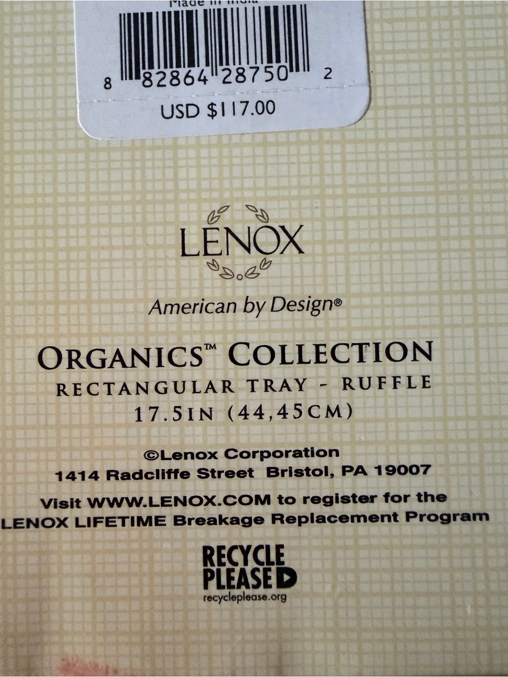 Lenox Organics Collection Silver Rectangular Ruffle Serving Tray - Picture 10 of 14
